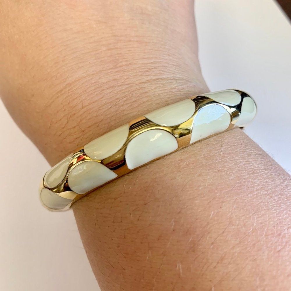 3/$35 Premier Designs Gold & Ivory Bangle Bracelet